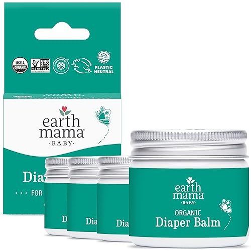 Earth Mama Organic Diaper Balm | Diaper Cream with Calendula | Calm Skin Baby Essentials for Diaper Bag |Multipurpose Baby Ointment, 2-Fluid Ounce (4-Pack)