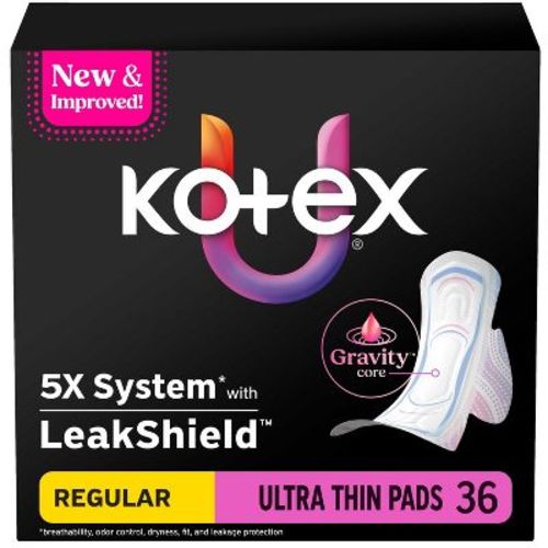 Kotex Ultra-Thin Regular Absorbency Pads with Wings - 36ct