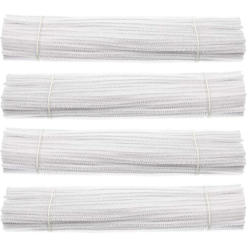 400 Pieces Pipe Cleaners White Chenille Stem for DIY Art Craft Decorations (6mm x 12 Inch)