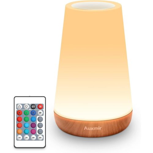 Auxmir Night Light for Kids Baby, LED Bedside Lamp for Nursery, Touch Sensor and Remote Control Dimmable, USB Rechargeable and Sleep Aid, 13 Colors Changing Portable Lamp for Bedroom Eye Caring