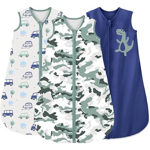 Yoofoss Baby Sleep Sack 6-12 Months Wearable Blanket for Babies 100% Organic Cotton 2-Way Zipper TOG 0.5 Toddler Sleeping Sack 3 Pack, Soft Lightweight Sleep Sacks