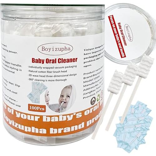 100 Pcs Baby Disposable Gauze Toothbrush,Baby Tongue Cleaner Newborn,Infant Mouth Oral Care Cleaning Swabs for 0-36 Month