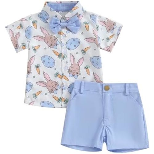 Toddler Baby Boy 4th of July Outfits Short Sleeve Lapel Shirt + Plaid Shorts Set Fourth of July Baby Boy Outfit