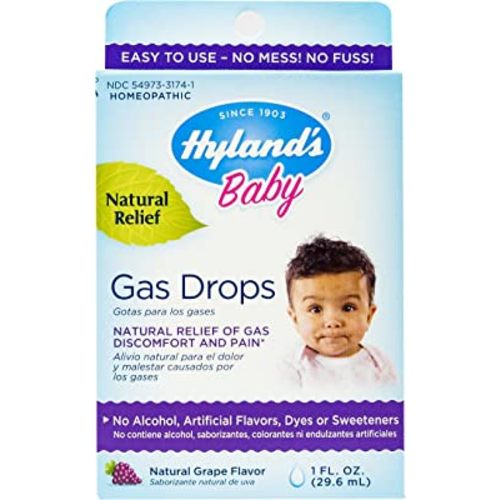 Hyland’s Naturals Gas Drops for Babies, Natural Gas Relief, Grape Flavor, 1 Fl Oz