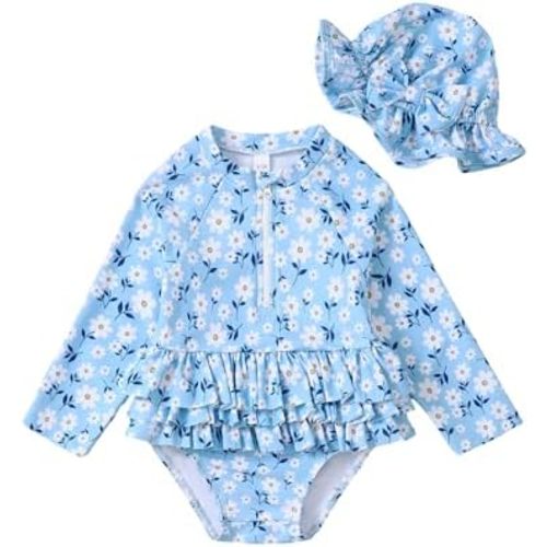 Newborn Baby Girl Swimsuit Toddler Bathing Suit One Piece Ruffle Short Sleeve Baby Swim Suit Infant Swimwear