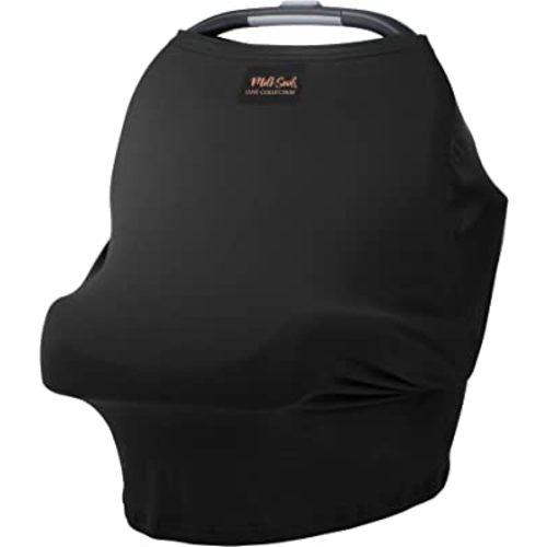 Milk Snob Original 5-in-1 Luxe Cover - Nursing Cover for Breastfeeding - Baby Car Seat Cover, Carseat Canopy & Stroller - Essential All-in-One Cover - Gift for Mom, Baby (Black)