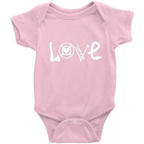 Love Firefighter Infant Boy Girl Onesie Short Sleeve Crawl Newborn Bodysuit