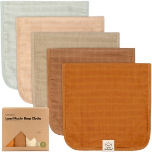 5pk Lumi Muslin Burp Cloths for Baby Boys, Girls, Organic Baby Burp Cloths, Burping Cloths for Babies, Color: Spice