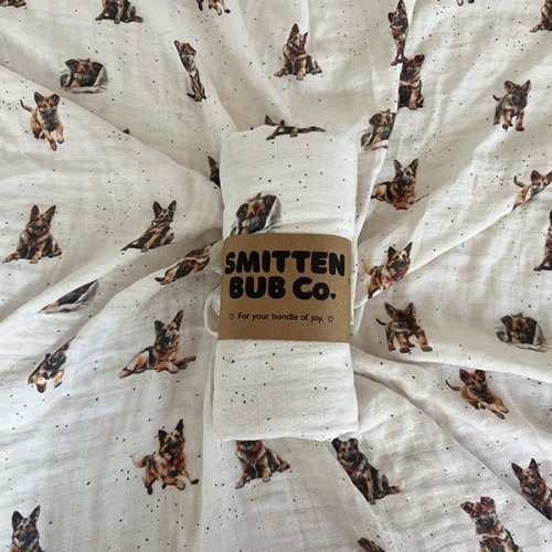 GERMAN SHEPHERD | Bamboo Cotton Muslin Swaddle – Smitten Bub Co.
