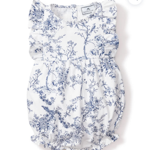 Baby's Twill Ruffled Romper in Timeless Toile 3-6 months