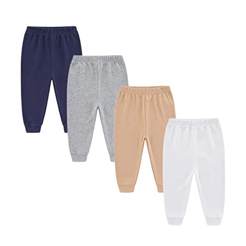 Unisex Newborn Baby Cotton 4-Pack Pants Embroidery Pringting Casual Leggings 0-24 Months for Boys and Girls