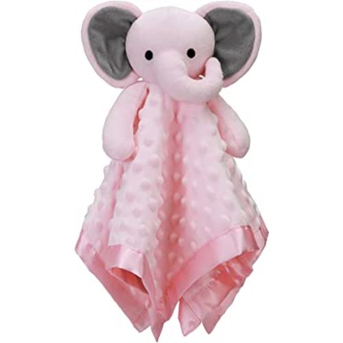 Pro Goleem Elephant Security Blanket with Stuffed Animal Snuggle Toy Lovey Soft Lovie Baby Registry Search Baby Girl Gifts for Infant and Toddler Pink 16 Inch