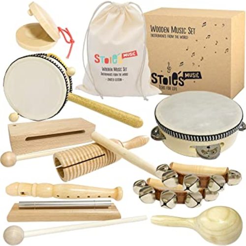 Stoie’s International Wooden Music Set, Percussion Kids Musical Instruments, Montessori Unique Play Toddler Musical Instruments for Kids Ages 3, 5, 9, 12- Baby Musical Toys, Baby Musical Instruments - International music set