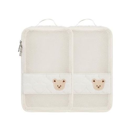 Itopfox 2-Pack Waterproof Diaper Organizer Pouches with Mesh Bag, Reusable and Washable for Cloth Diapers, White