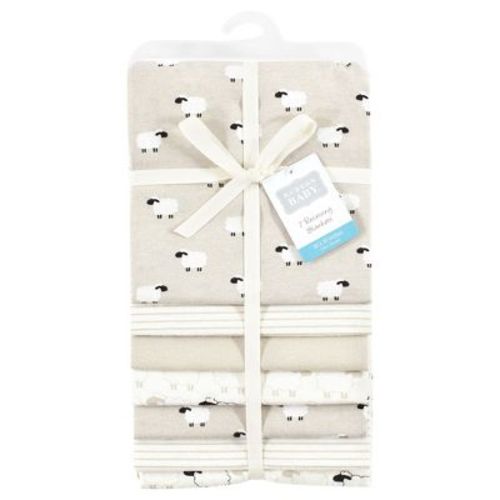 Little Treasure Hudson Baby Cotton Poly Flannel Receiving Blankets Multipack, Beige Taupe Sheep, 30x30 Inches : Target