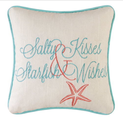 C&F Home Salty Kisses and Starfish Wish Embroidered Petite Size Accent Throw Pillow & Reviews | Wayfair