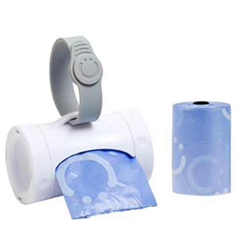 Ubbi Retractable On the Go Bag Dispenser for Baby Travel, Diaper Bag Accessory Must Have for Newborn, Helpful Baby Item, Baby Gift, Lavender Scented, White - White Bag Dispenser