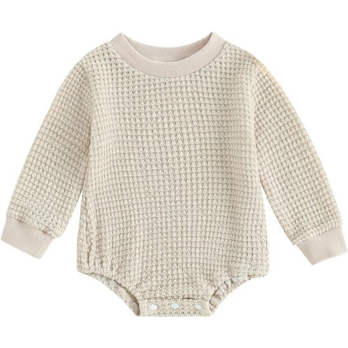 BOIBOKOKO Fall Newborn Baby Girl Boy Clothes Solid Color Sweatshirt Romper Crewneck Sweater Onesie Cute Winter Outfits
