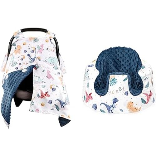 Baby Car Seat Cover and Baby Seat Cover Compatible with Bumbo Seat, Cute Dinosaur