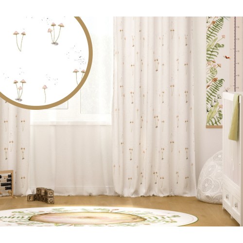 Curtains with Mushrooms Forest Woodland Boho Pastel Botanical Baby Girl Boy Unisex Nursery Cotton Blackout Toddler Bedroom Kids Room