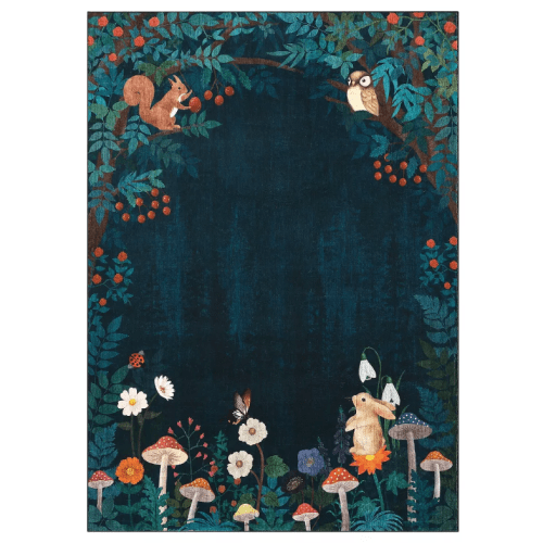 Garvee Non-Slip Low Pile Area Rug, Mushroom Forest Print, 8'x10'