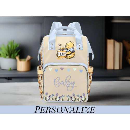 Winnie the Pooh Diaper Bag Personalized Tigger Custom Diaper Backpack Boy Blue Baby Shower Gift Waterproof Mommy Bag Backpack Gifting Idea