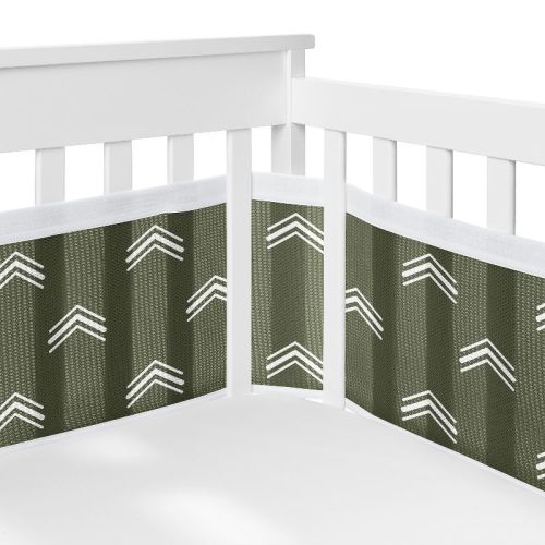 Sweet Jojo Designs + Breathablebaby Boy, Girl, Unisex/gender Neutral Breathable Mesh Crib Liner Pad Diamond Tuft Hunter Green And Ivory