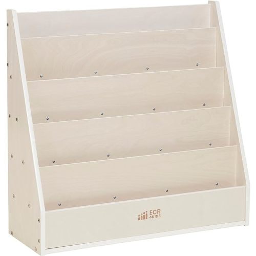 ECR4Kids Streamline Single-Sided Book Display with Storage, Classroom Bookshelf, White Wash