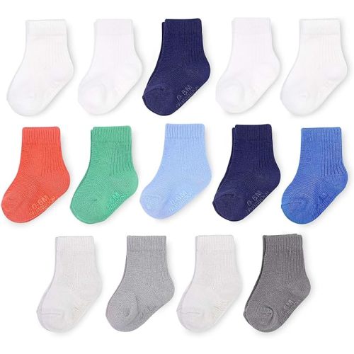 Fruit of the Loom Baby 14-Pack Grow & Fit Flex Zones Cotton Stretch Socks - Unisex, Girls, Boys