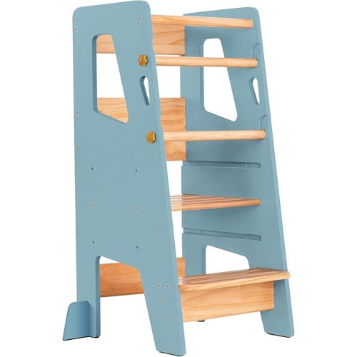Toddler Standing Tower - Safe Montessori Step Stool for Toddlers, Perfect Tower for Learning New Skills - Ideal Helper for Little Kids in The Kitchen - Blue