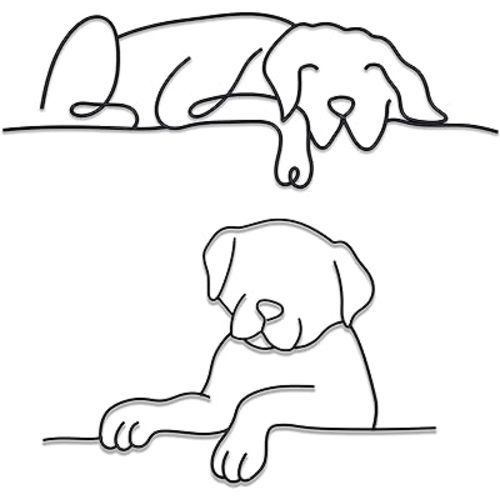 Matani Metal Dog Wall Decor | Dog Wall Art | Metal Wall Art | Metal Wall Decor | Minimalist Room & Living Room Wall Décor (Sleeping Labrador) (Sleeping & Peeking Dog)