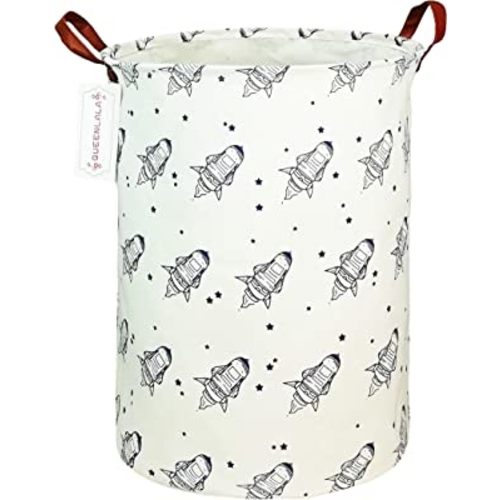 QUEENLALA Large Storage Basket,Laundry Hamper/Bathroom/Home Decor/Collapsible Round Storage Bin,Boys and Girls Hamper/Boxes/Clothing(Full Spaceship)