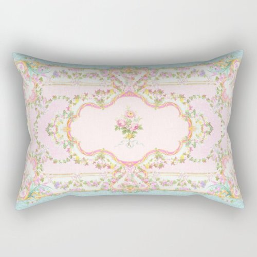 French Rococo Floral Watercolor Panel Rectangular Pillow by Wendy Paula Patterson | Society6