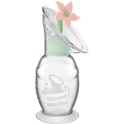 haakaa Manual Breast Pump with Flower Stopper Set, Gen.2 Silicone Hand Pump with Suction Base, BPA Free (5.4oz/150ml, Blush)