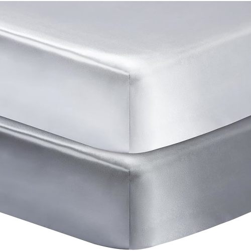 2 Pack Silk Crib Sheets for Baby with Sensitive Hair Satin Baby Mattress Sheet Boys and Girls Unisex 52’’x28’’x8’’ Fitted Sheets, Full, LQQ4-2