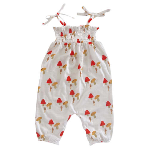 Mushroom / Organic Smocked Jumpsuit