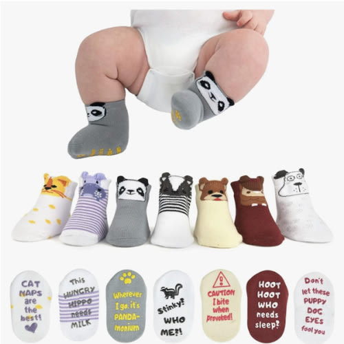 ZIRI & ZANE Baby Sock Gift Set - 7 Unique Pairs, Cute & Funny Unisex Newborn Gifts for Baby Showers & Registries