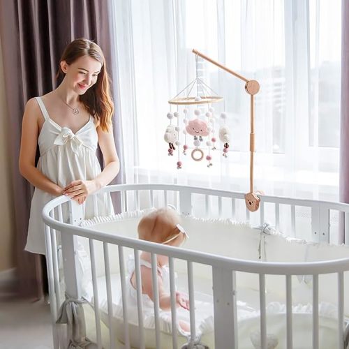 Baby Crib Mobile Arm,HBM Wooden Mobile Arm for Crib Mobile Hanger for Crib Baby Girl Nursery Decor - 28-33 Inch