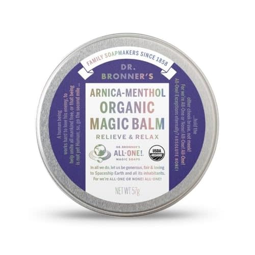 Dr. Bronner's - Organic Magic Balm (Arnica-Menthol, 2 Ounce) - Made with Organic Beeswax and Organic Hemp Oil, Relieves and Relaxes Sore Muscles and Achy Joints, Moisturizes and Soothes Dry Skin