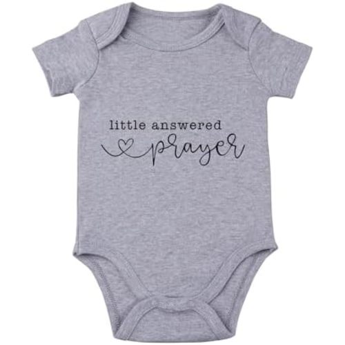 Little Answered Prayer Infant Reveal Ideas Pregnancy Baby Announcement Bodysuit Girl And Boy 0-12M