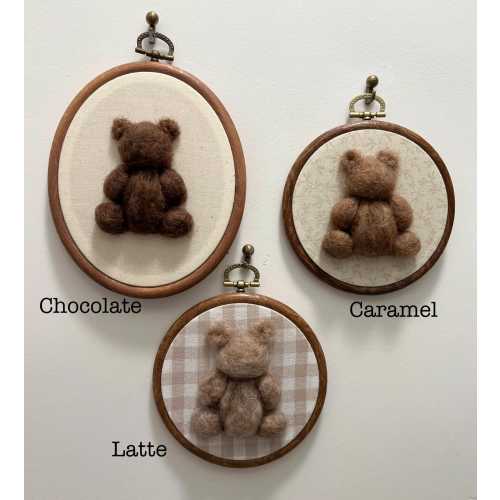 Vintage Inspired Teddy Bear- Neutral option, Baby Nursery Decor, Felted, Framed Wall Art
