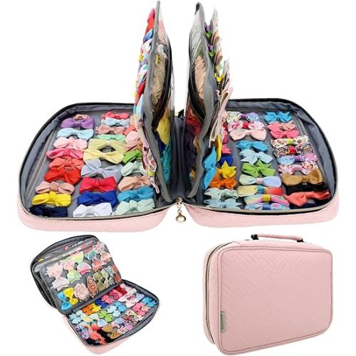 Micom Hair Accessories Storage Bag for Baby Girls - Multifunctional Organizer and Carrying Case for Clips, Headbands, Scrunchies - Travelling Display Bag