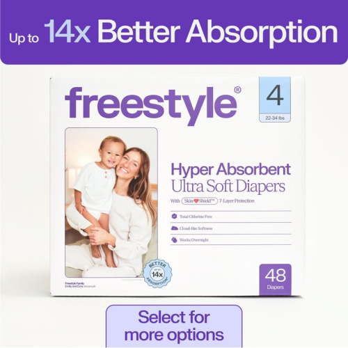 Freestyle Hyper Absorbent Ultra Soft Baby Diapers, Size 4, 48 Count (Select for More)