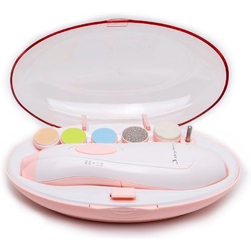 Baby Nail File Electric Baby Nail Trimmer - Jaybva Safe Baby Nail Clippers Cutter for Newborn Children Kids with 6 Cushions Pink