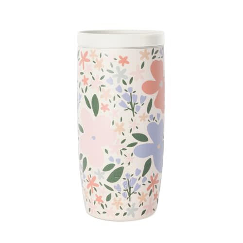 Simple Modern Mother's Day Travel Coffee Mug Tumbler with 360° Lid | Gifts for Her | Ceramic-Lined Insulated Stainless Steel Cold Brew Iced Coffee Cup | Voyager Signature | 16oz | Field of Flowers
