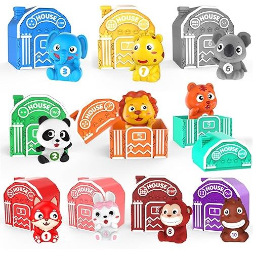 Learning Toys for 1 2 3 Year Old Toddlers, 20Pcs Animal Toys Montessori Counting, Matching, Sorting & Stacking Fine Motor Games, Christmas Birthday Easter Gift for Baby Boys Girls Age 12-18 Months