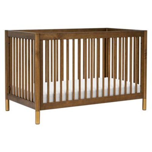 Babyletto Gelato 4-in-1 Convertible Crib With Toddler Rail - Natural Walnut/gold Feet