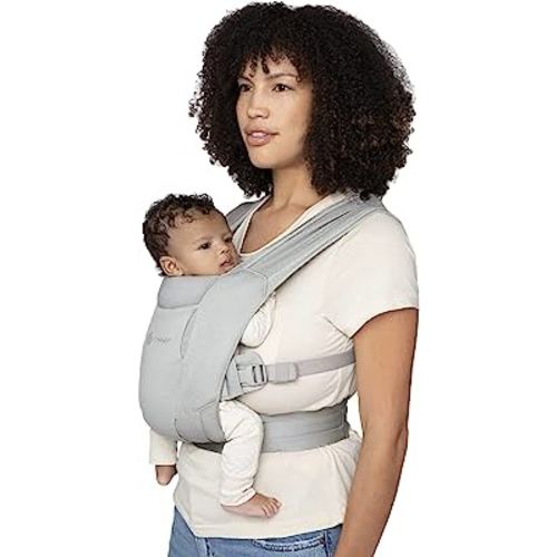 Ergobaby Embrace Cozy Newborn Essentials Baby Carrier Wrap (7-25 Pounds), Soft Air Mesh, Soft Grey