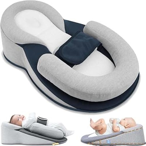 Rest Nest Baby Bed Acid Reflux with Strap, 2025 Upgraded Keesley Rest Nest Baby Sleeping Pillow for Newborn, for Comfortable Play & Feeding Support (Large)