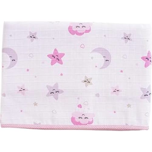 Muslin Baby Blanket for Unisex Boys and Girls. 100% Waffle Cotton Soft Lightweight for Toddler and Kids. Nursery Swaddle Blankets. (Pink Sleep)